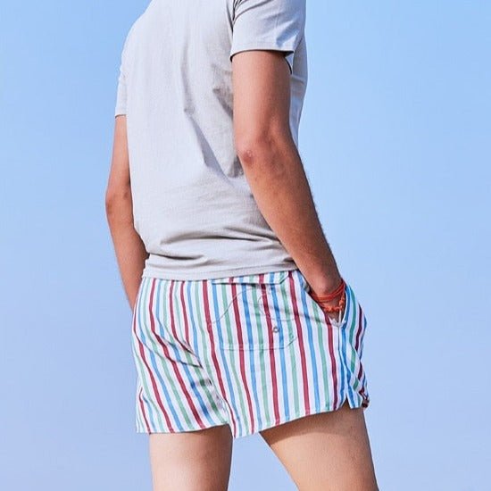 ORVLS Pastel Candy Striped Board Shorts | dmunderwear detail image 3