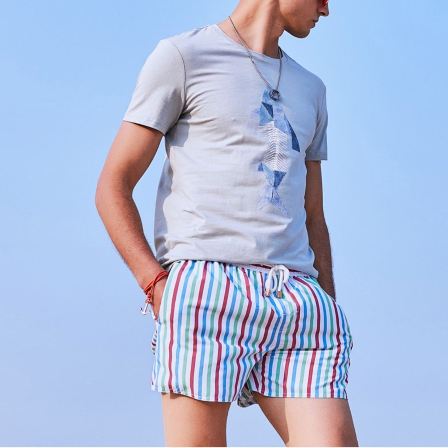 ORVLS Pastel Candy Striped Board Shorts | dmunderwear detail image 4