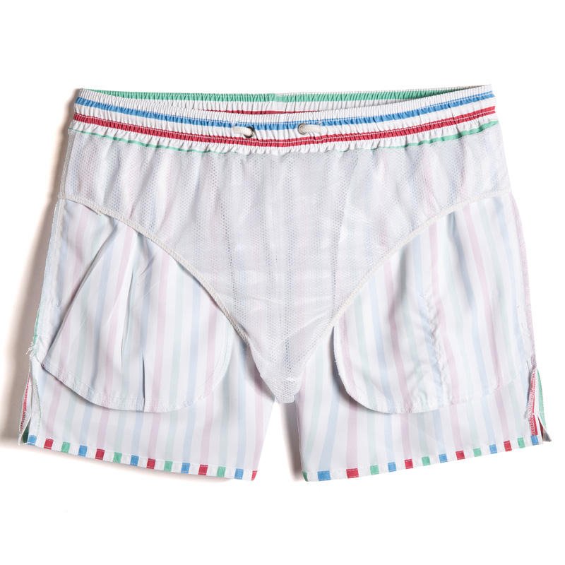ORVLS Pastel Candy Striped Board Shorts | dmunderwear detail image 5