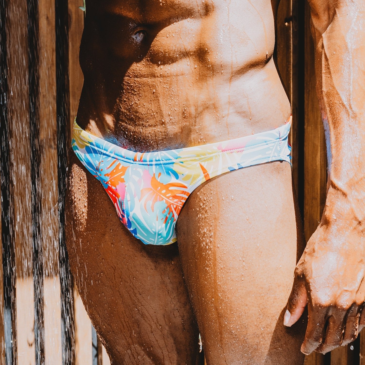 Pastel Flowers Skinny Swim Briefs | dmunderwear