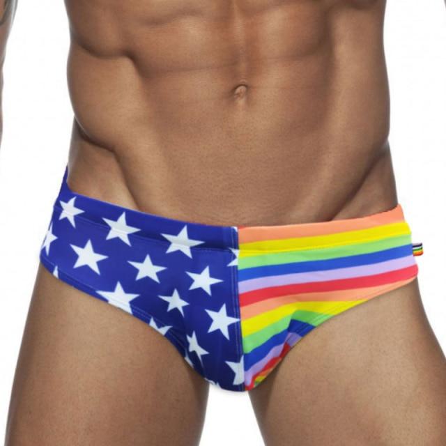 ORVLS Patriotic Rainbow Swim Briefs | dmunderwear detail image 2