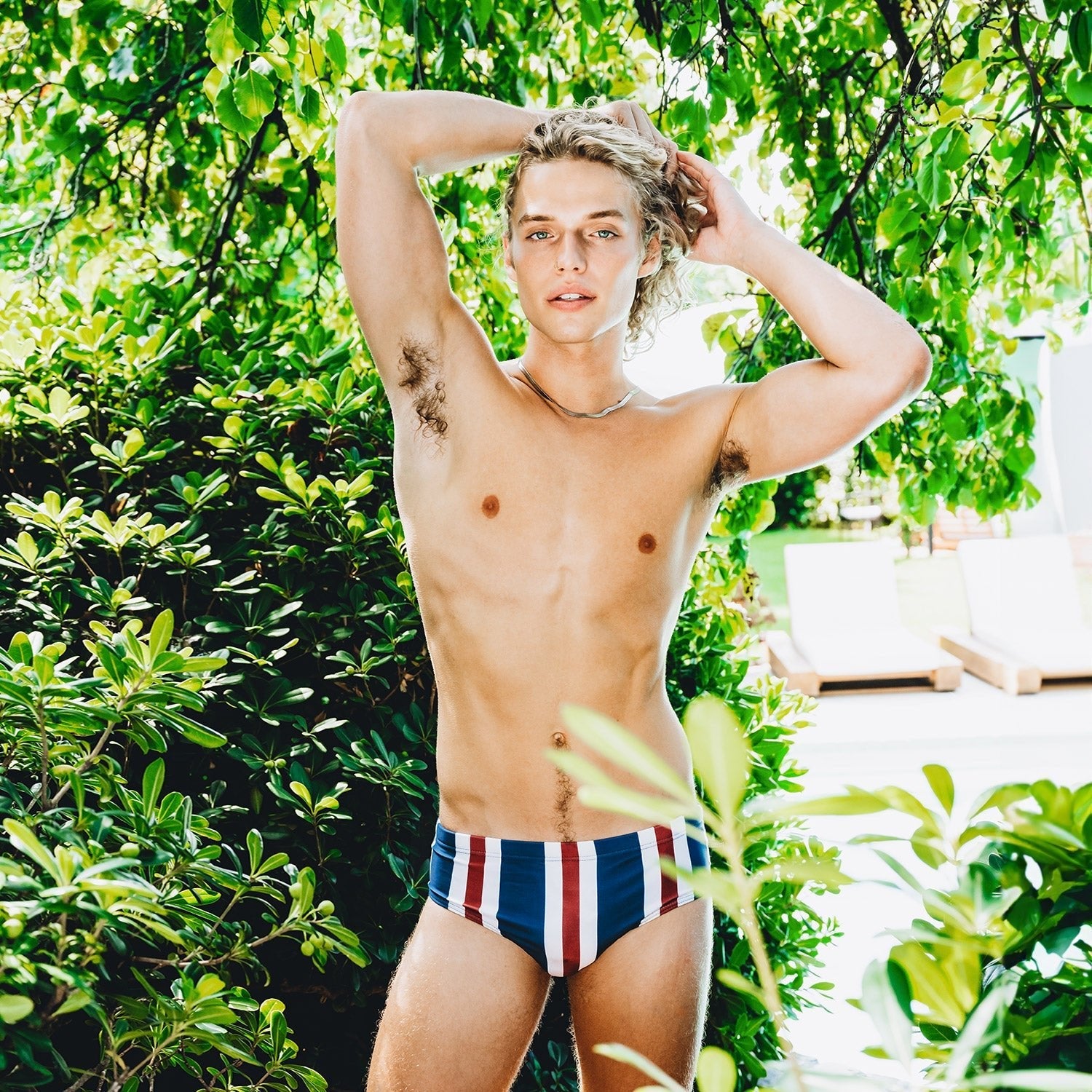 Patriotic Striped Swim Briefs | dmunderwear detail image 2