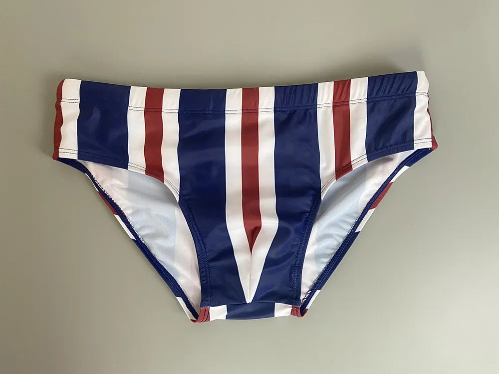 ORVLS Patriotic Striped Swim Briefs | dmunderwear detail image 7