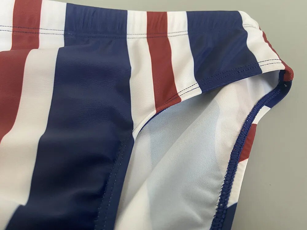 ORVLS Patriotic Striped Swim Briefs | dmunderwear detail image 9