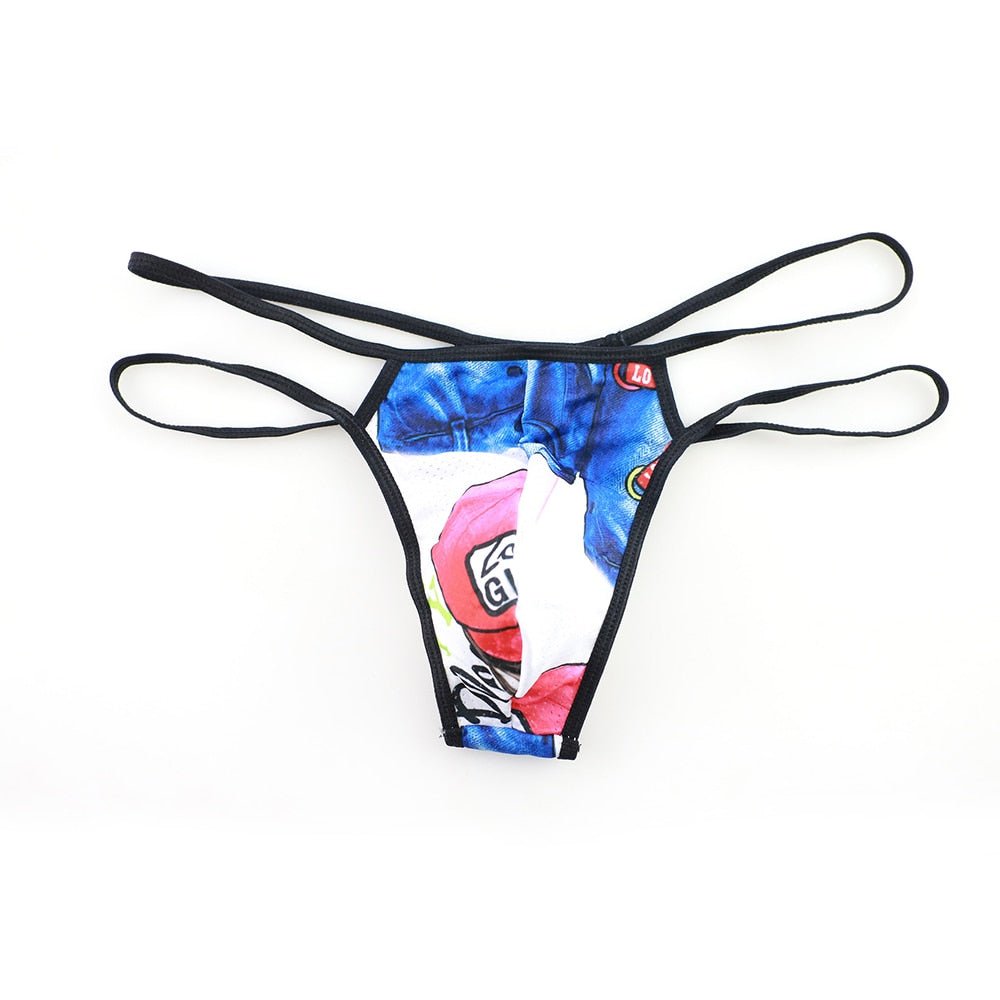 Patterned No Show Thong | dmunderwear detail image 3