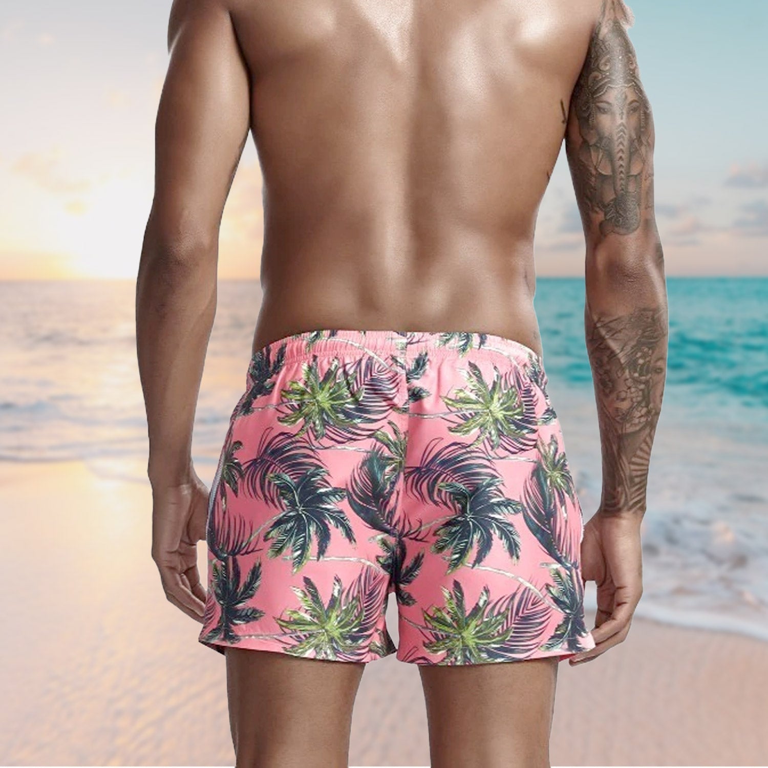 ORVLS Pink Palm Trees Board Shorts | dmunderwear detail image 3