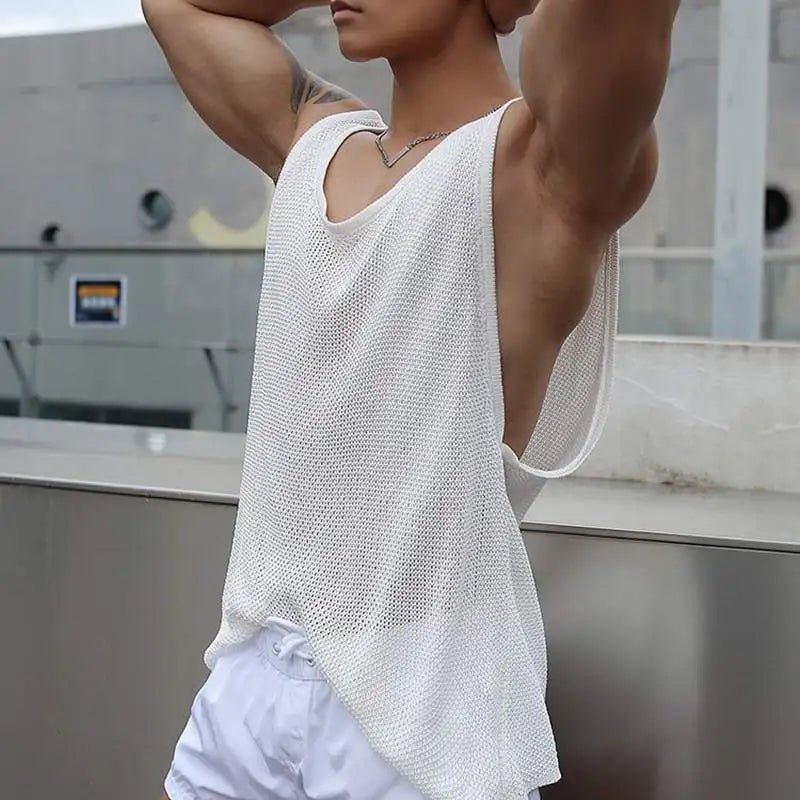 Powder Mesh Muscle Shirt | dmunderwear detail image 4