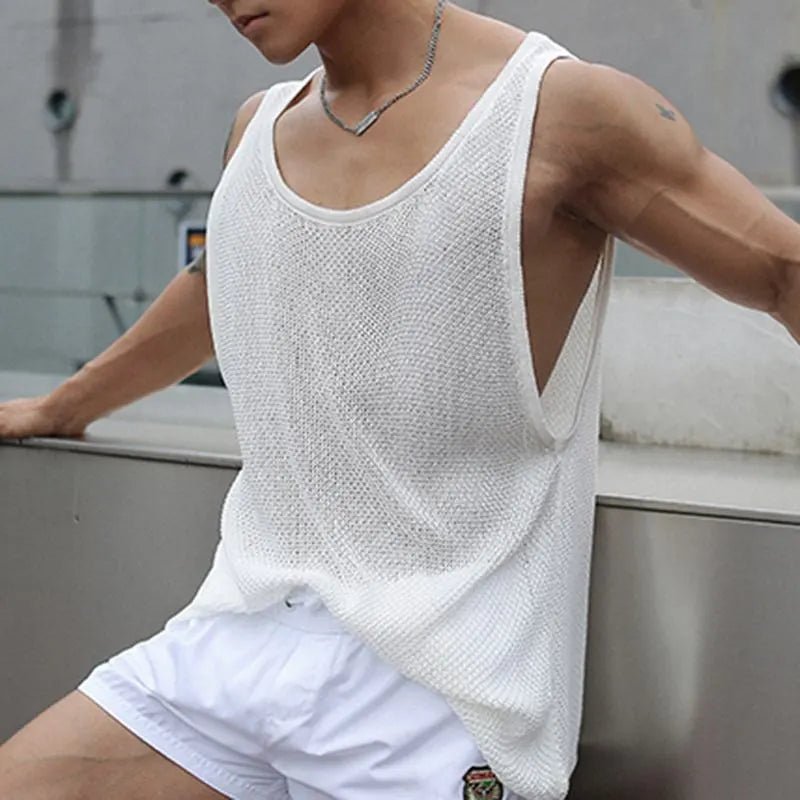 Powder Mesh Muscle Shirt | dmunderwear detail image 3