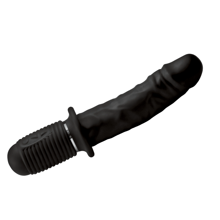 Power Pounder Vibrating and Thrusting Silicone Dildo - Black | dmunderwear