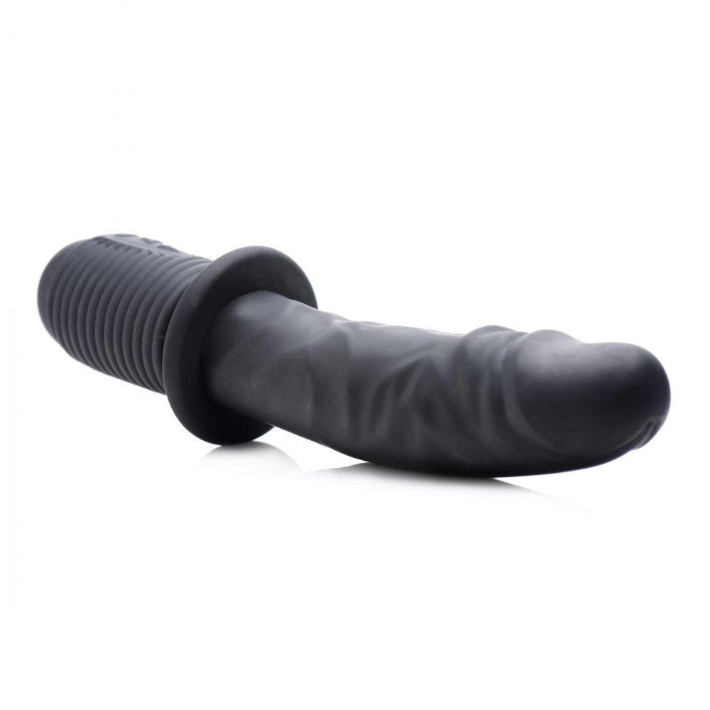 Power Pounder Vibrating and Thrusting Silicone Dildo - Black | dmunderwear product image 5