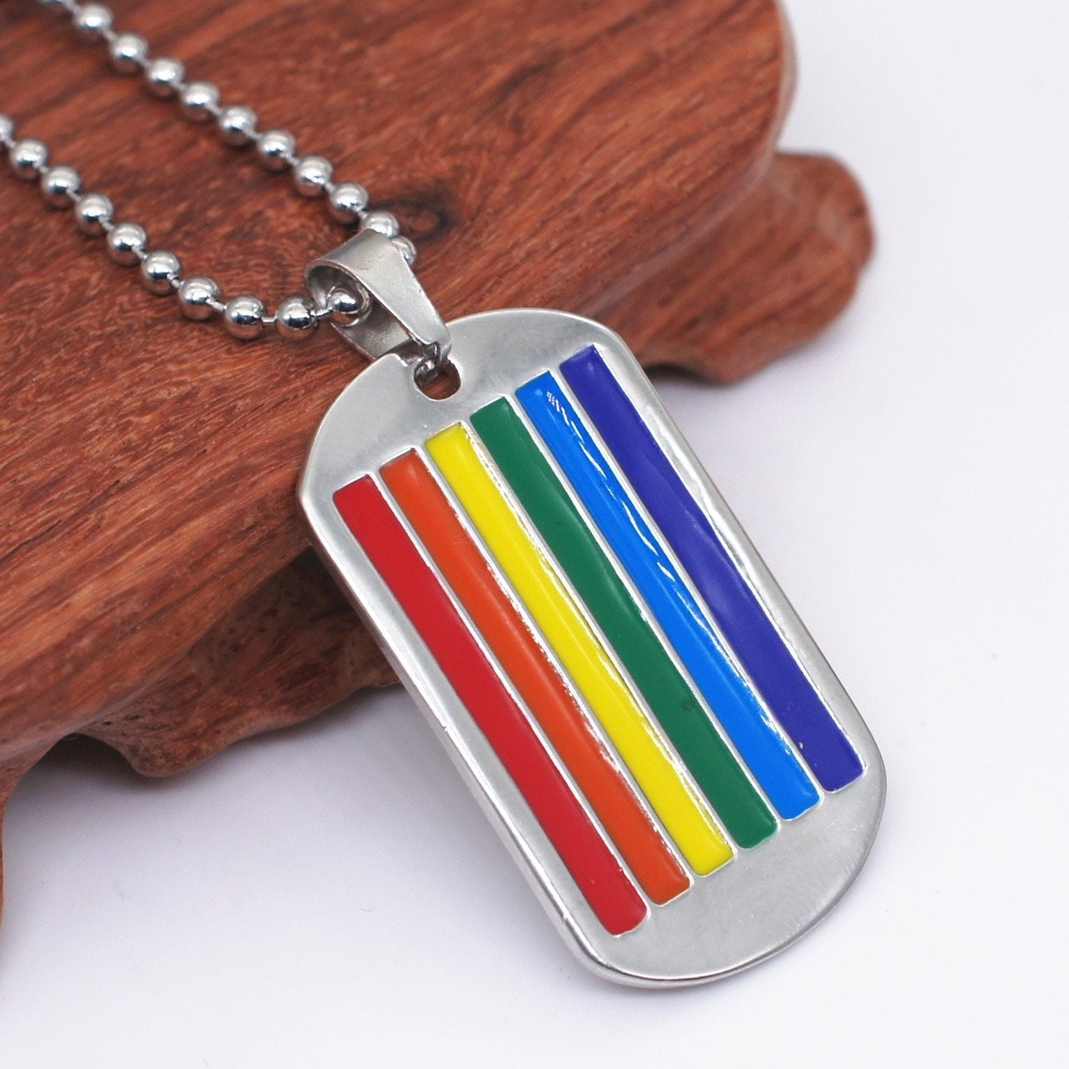 Pride Flag Dog Tags Necklace | dmunderwear product image 2