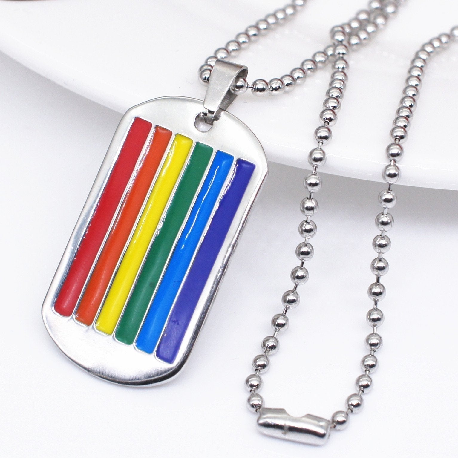 ORVLS Pride Flag Dog Tags Necklace | dmunderwear product image 3