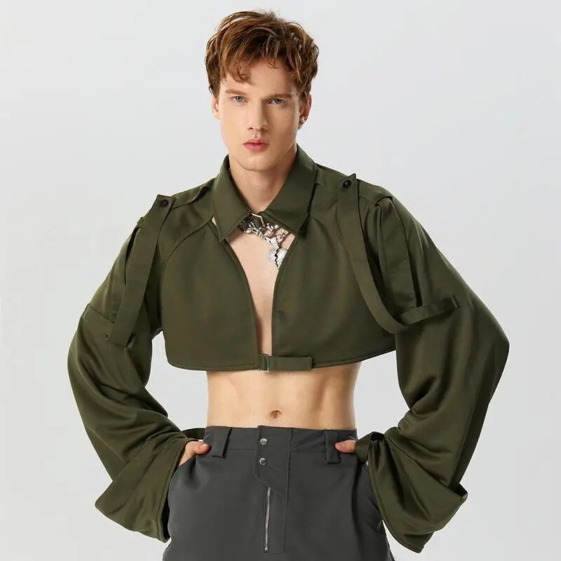 ORVLS Puffy Crop Top Collared Shirt | dmunderwear