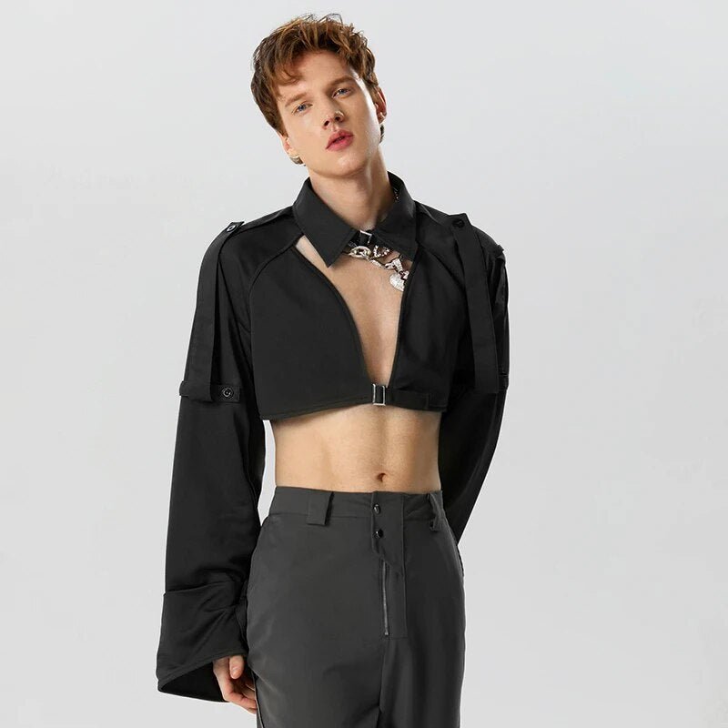 ORVLS Puffy Crop Top Collared Shirt | dmunderwear detail image 2