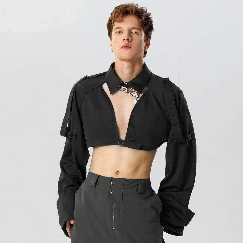 ORVLS Puffy Crop Top Collared Shirt | dmunderwear detail image 3