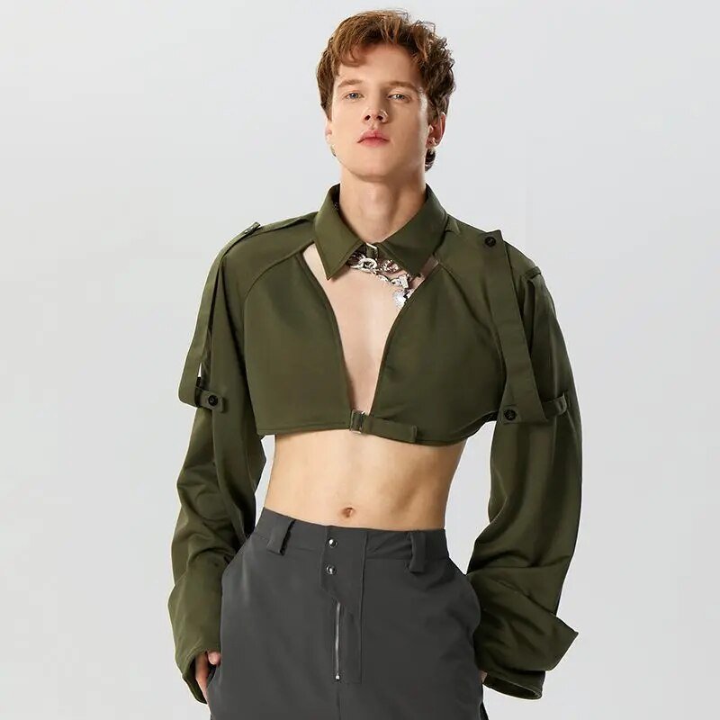 ORVLS Puffy Crop Top Collared Shirt | dmunderwear detail image 7