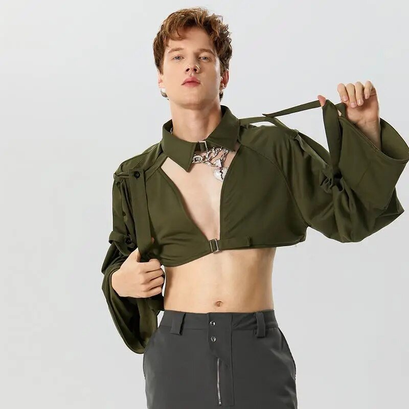 ORVLS Puffy Crop Top Collared Shirt | dmunderwear detail image 8