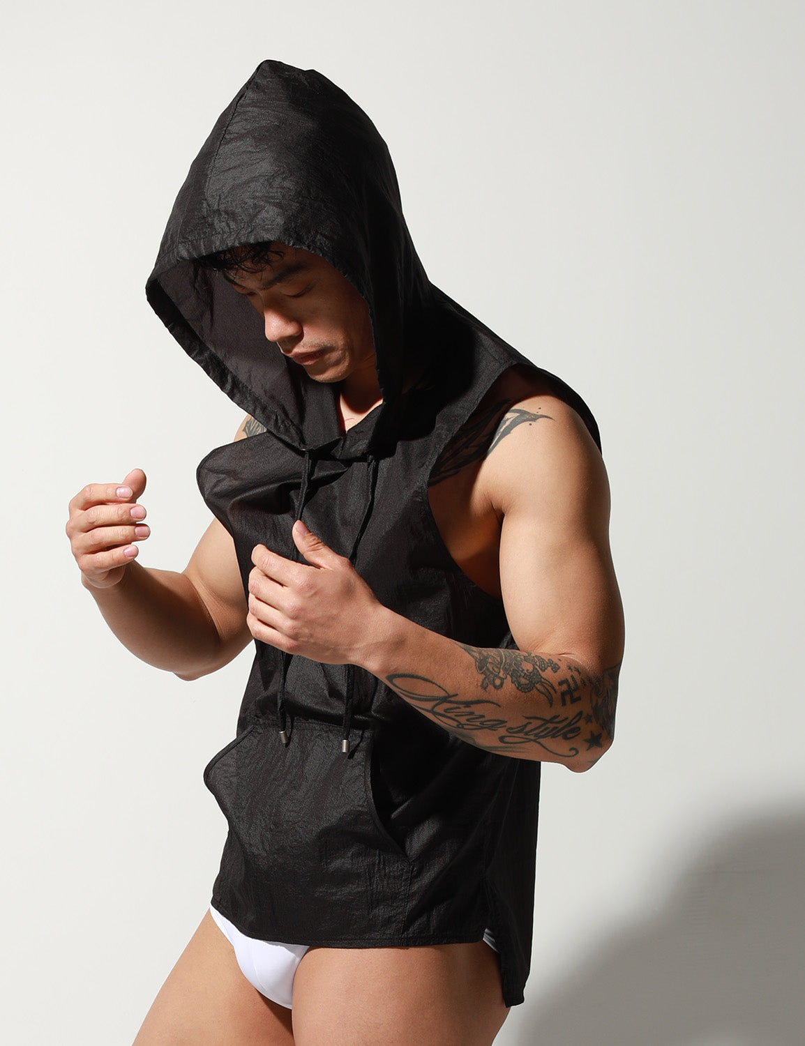 Quick-Dry Sleeveless Hoodie T2003 | dmunderwear detail image 11
