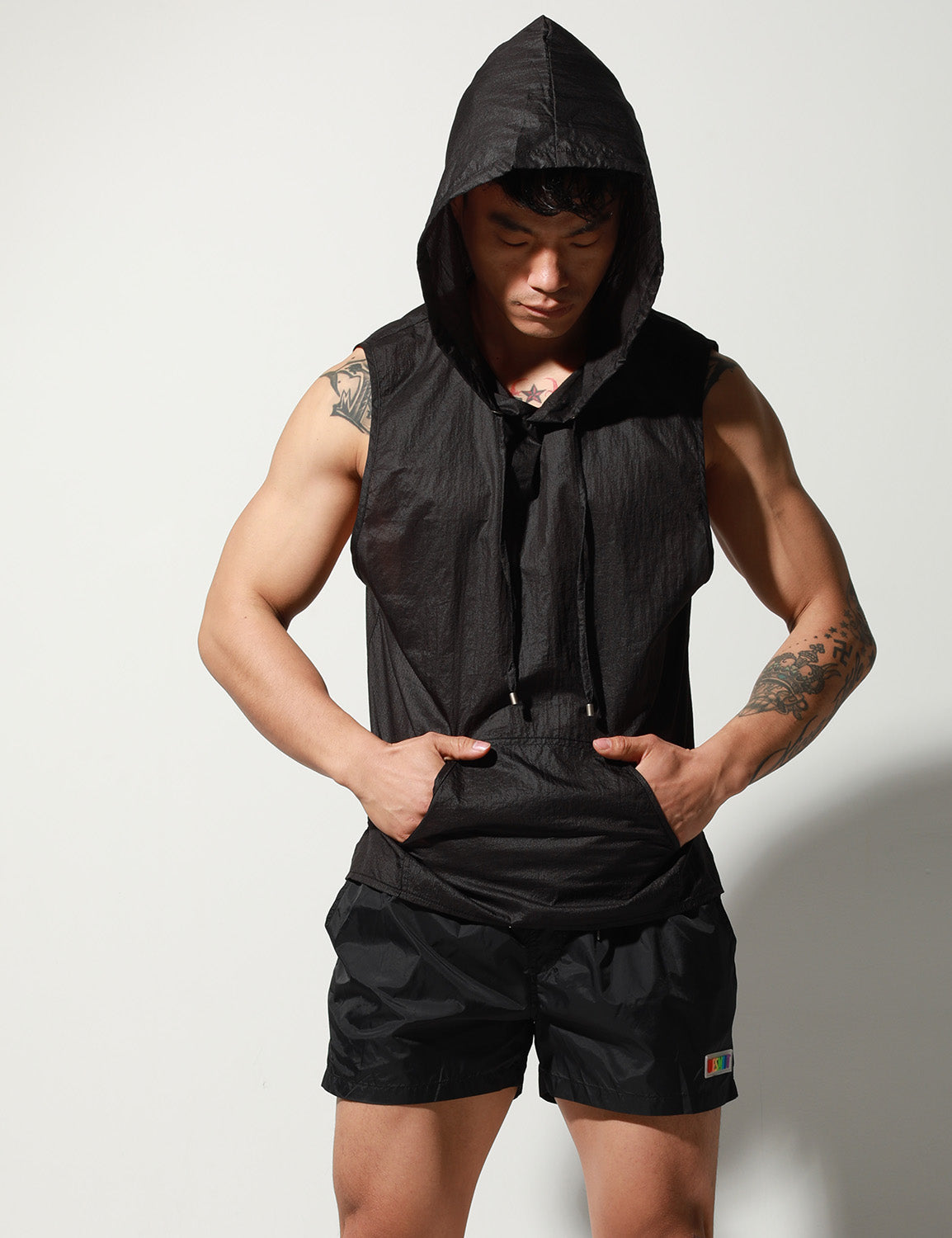 Quick-Dry Sleeveless Hoodie T2003 | dmunderwear detail image 13