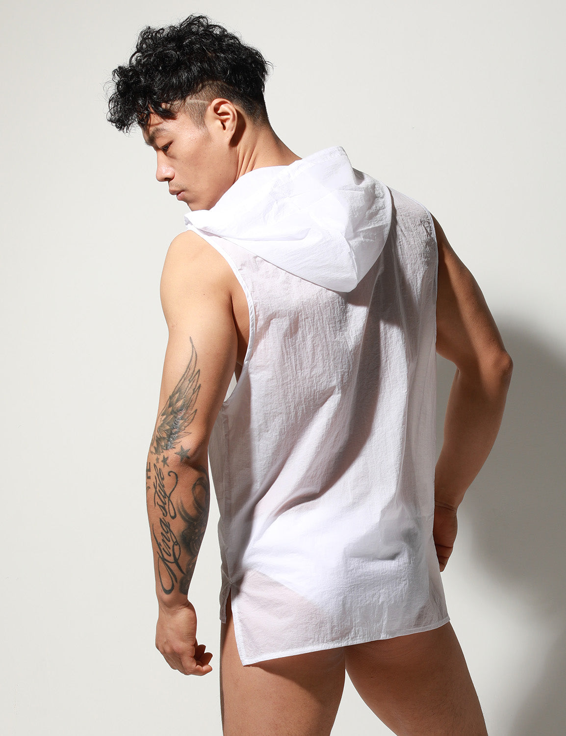 Quick-Dry Sleeveless Hoodie T2003 | dmunderwear detail image 6
