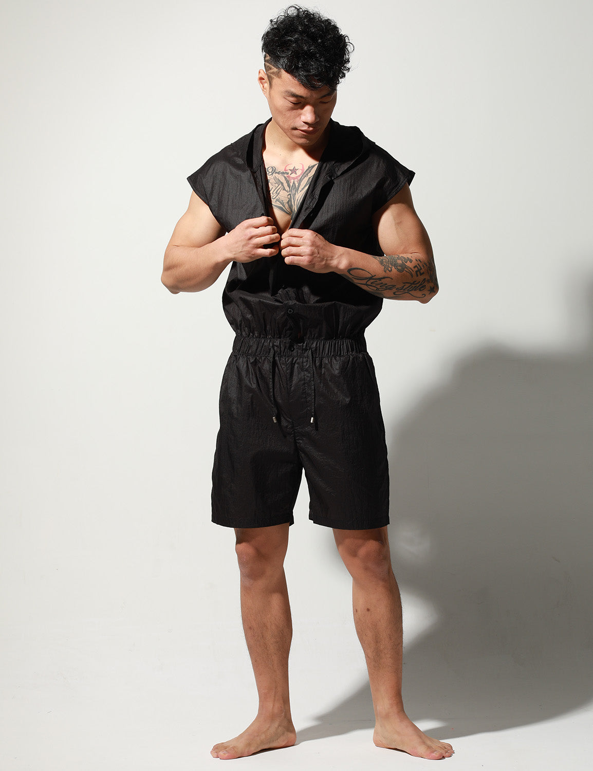 Quick-Dry Union Suit Sleeveless Hoodie T9002 | dmunderwear detail image 13