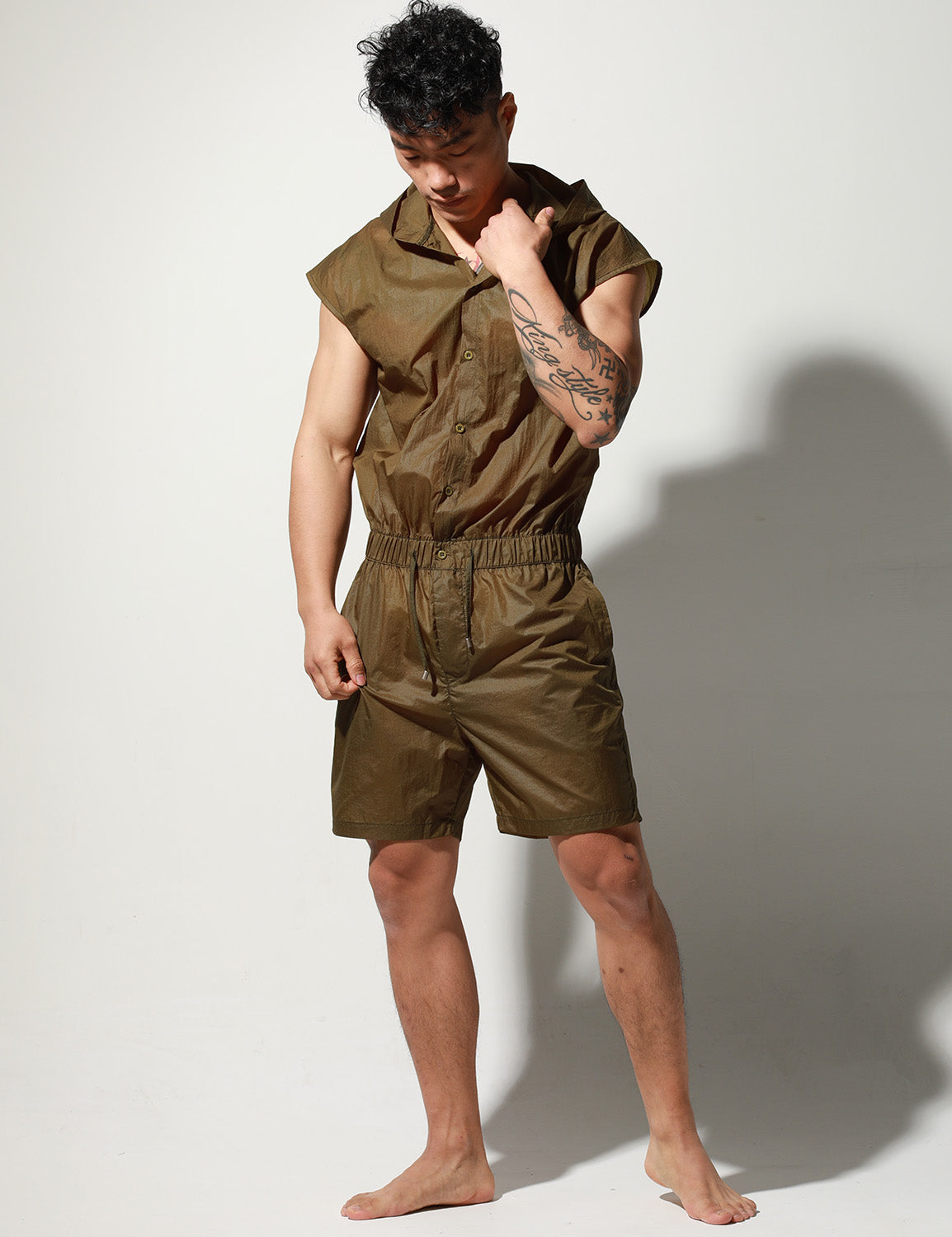 Quick-Dry Union Suit Sleeveless Hoodie T9002 | dmunderwear detail image 14