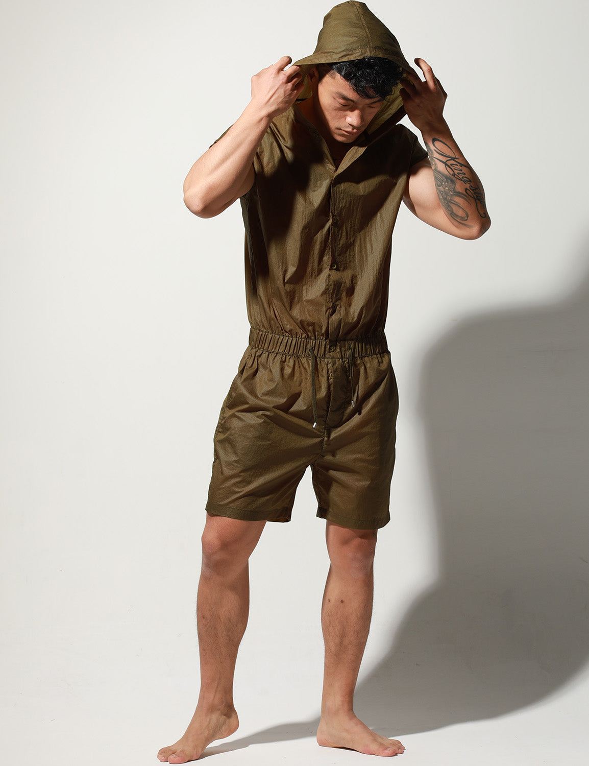 Quick-Dry Union Suit Sleeveless Hoodie T9002 | dmunderwear detail image 20