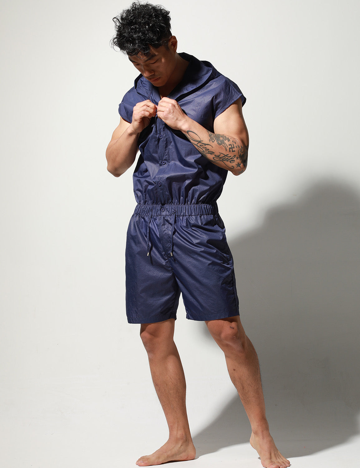 Quick-Dry Union Suit Sleeveless Hoodie T9002 | dmunderwear detail image 4