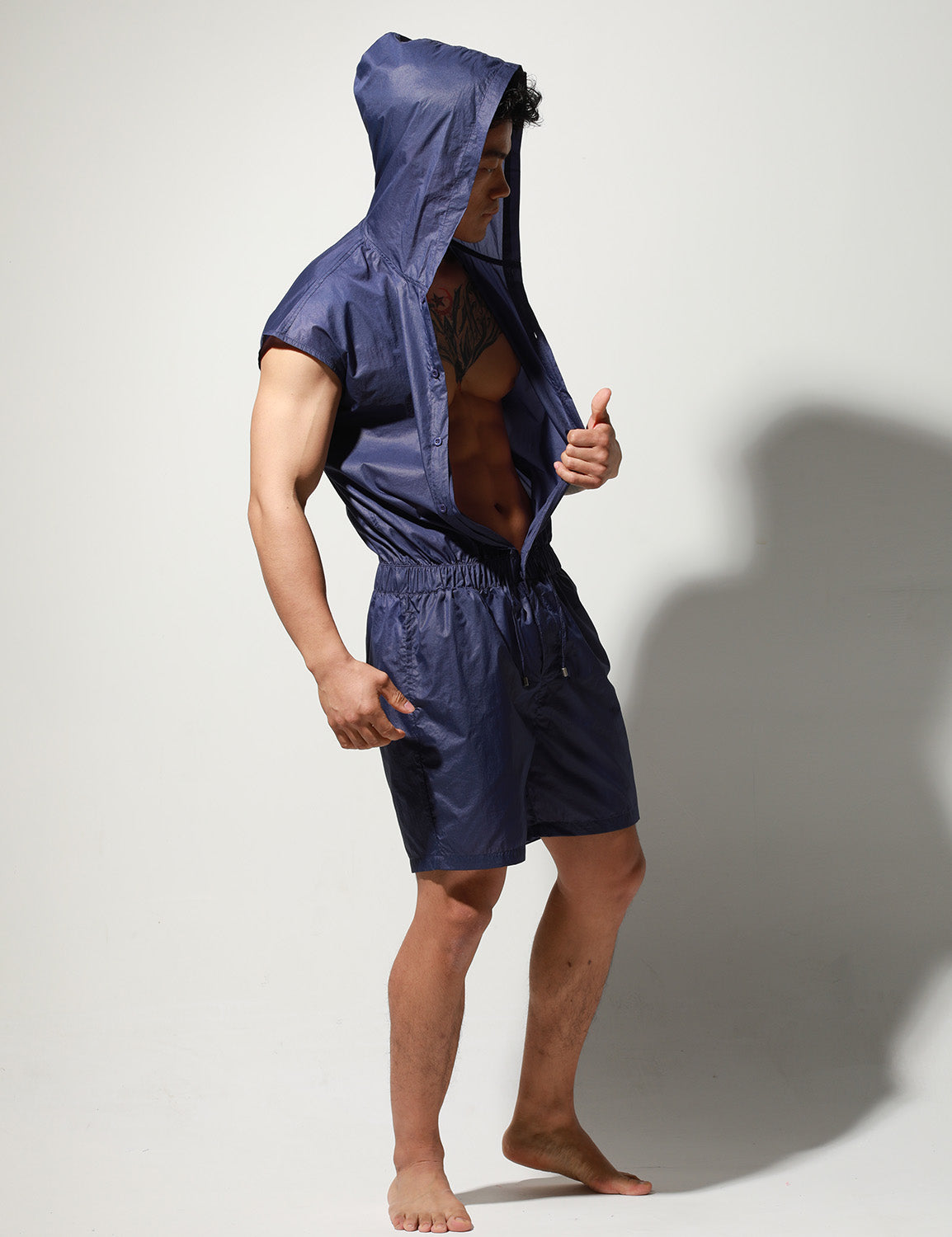 Quick-Dry Union Suit Sleeveless Hoodie T9002 | dmunderwear detail image 5