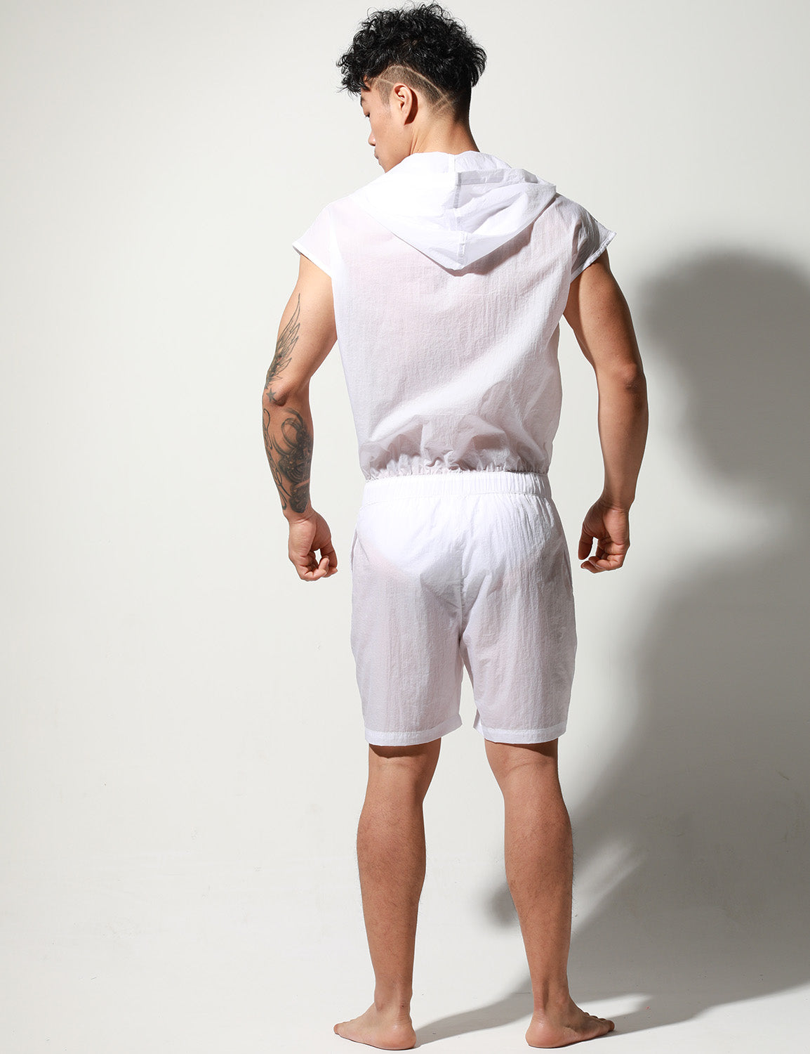 Quick-Dry Union Suit Sleeveless Hoodie T9002 | dmunderwear detail image 7