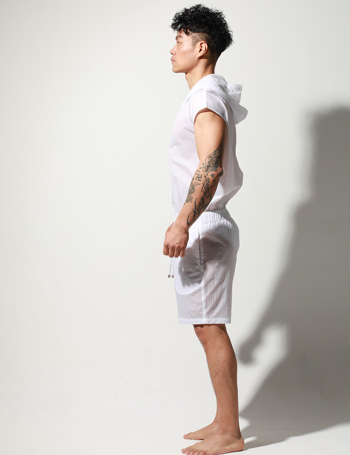 Quick-Dry Union Suit Sleeveless Hoodie T9002 | dmunderwear detail image 8