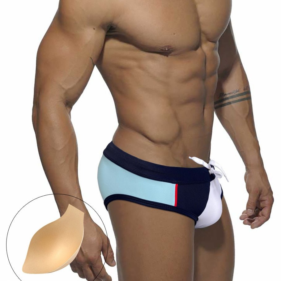 Racing Stripe Bowtie Swim Briefs | dmunderwear detail image 6