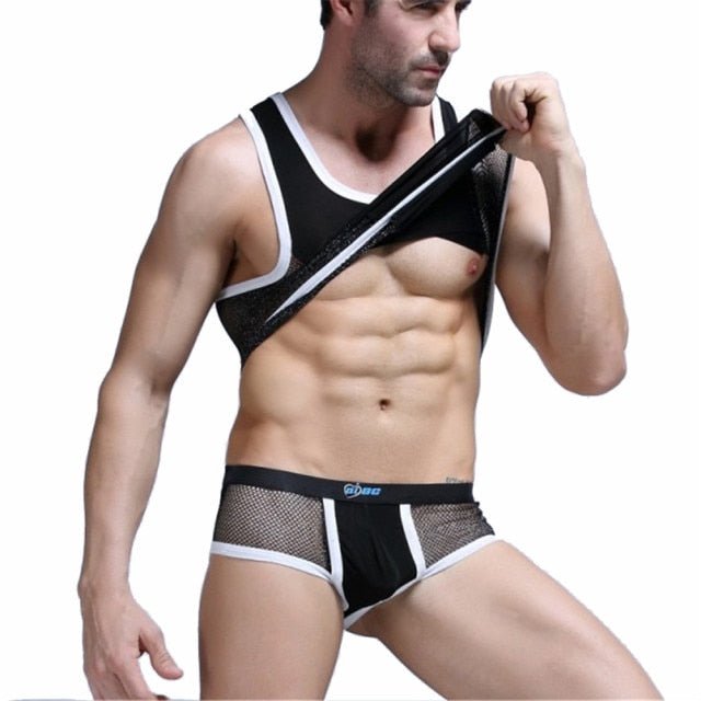 Racing Stripe Mesh Tanktop + Boxer Briefs | dmunderwear detail image 11