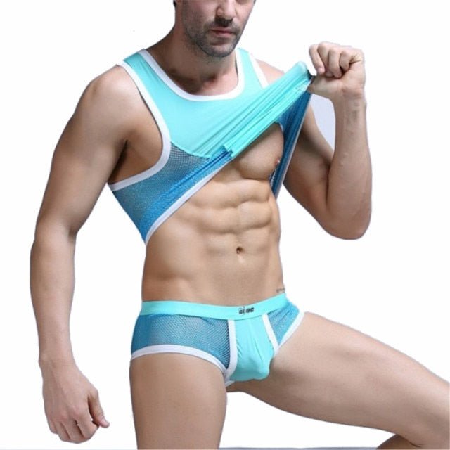 ORVLS Racing Stripe Mesh Tanktop + Boxer Briefs | dmunderwear detail image 15