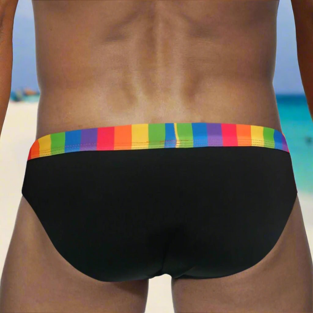 Rainbow Block Swim Briefs | dmunderwear detail image 3