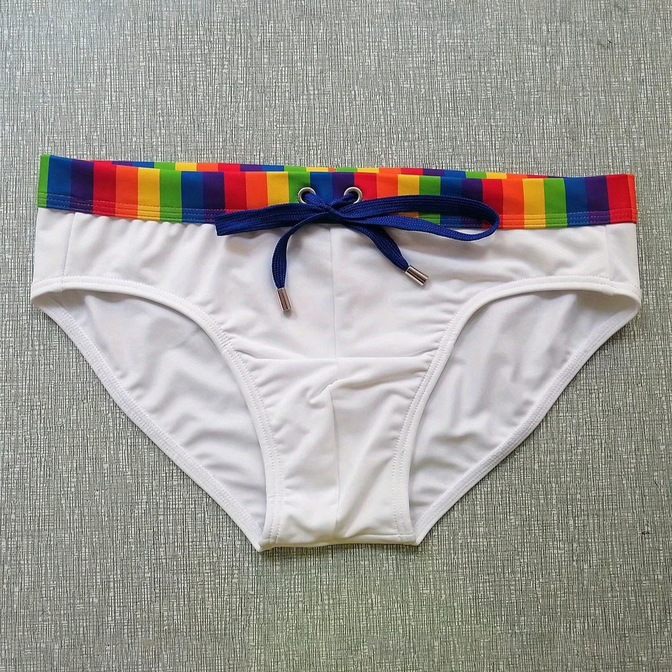 Rainbow Block Swim Briefs | dmunderwear detail image 4