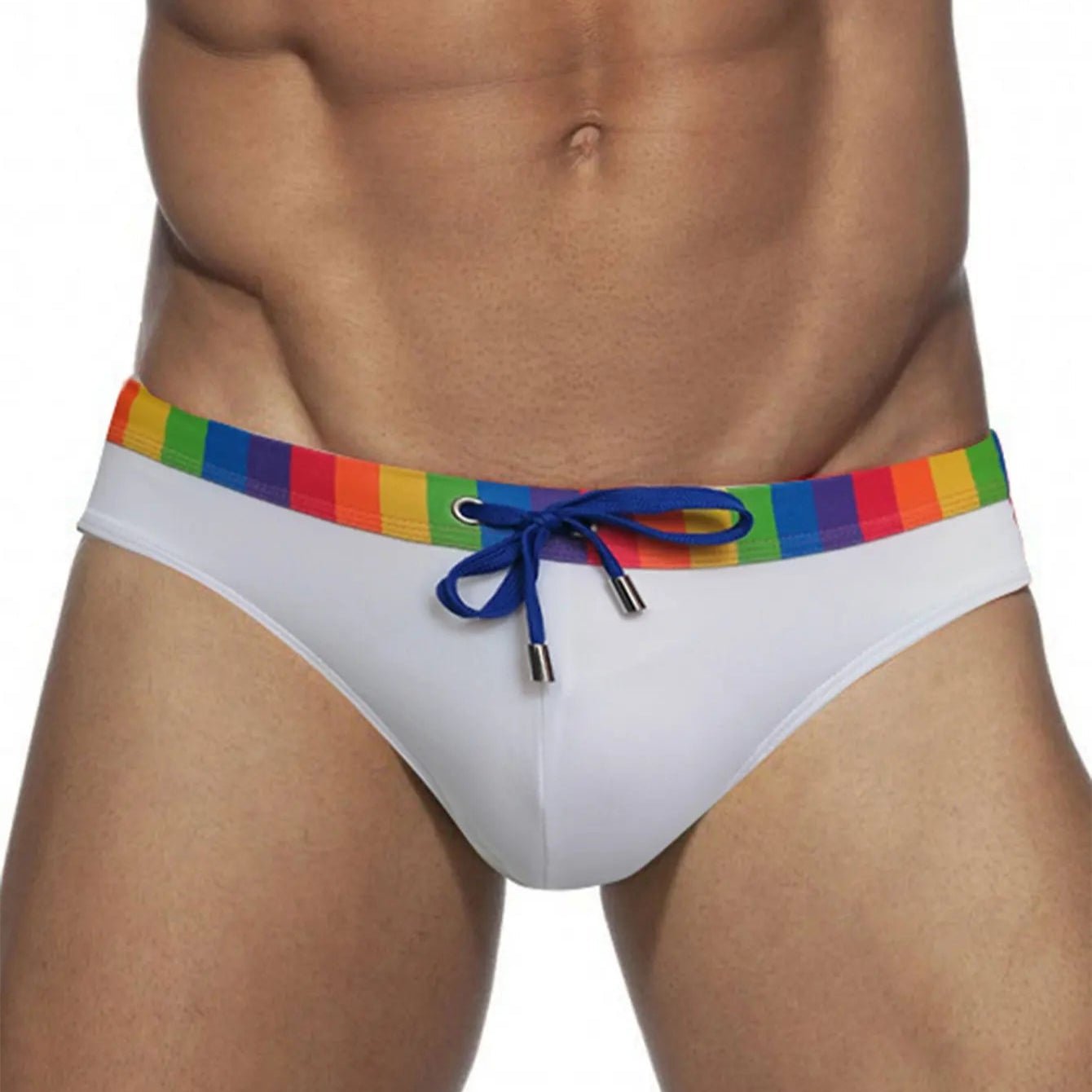 Rainbow Block Swim Briefs | dmunderwear detail image 5