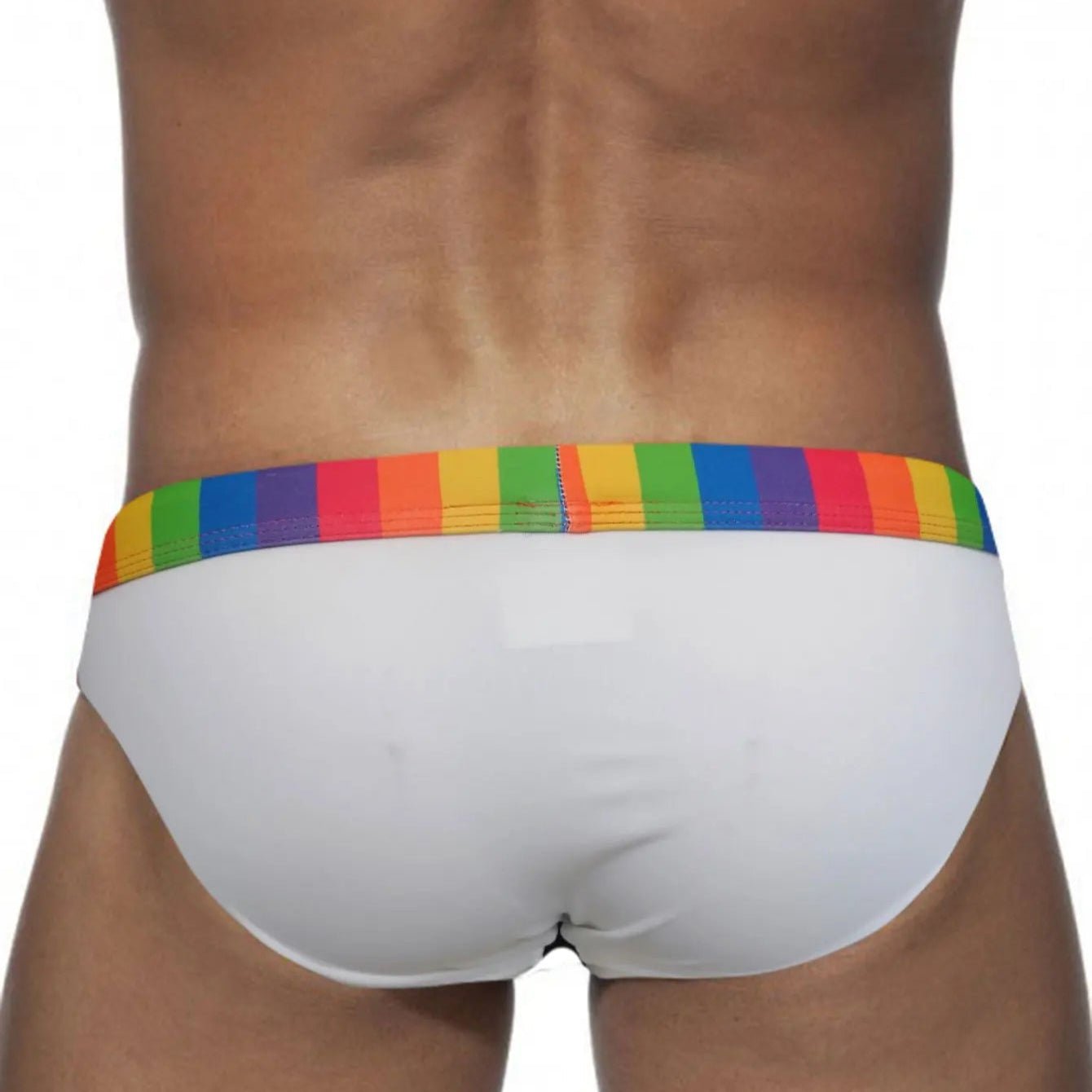 Rainbow Block Swim Briefs | dmunderwear detail image 6