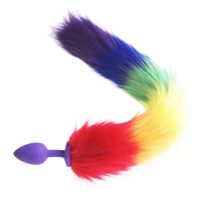 Rainbow-Colored Tail Plug Sex Toy | dmunderwear detail image 10