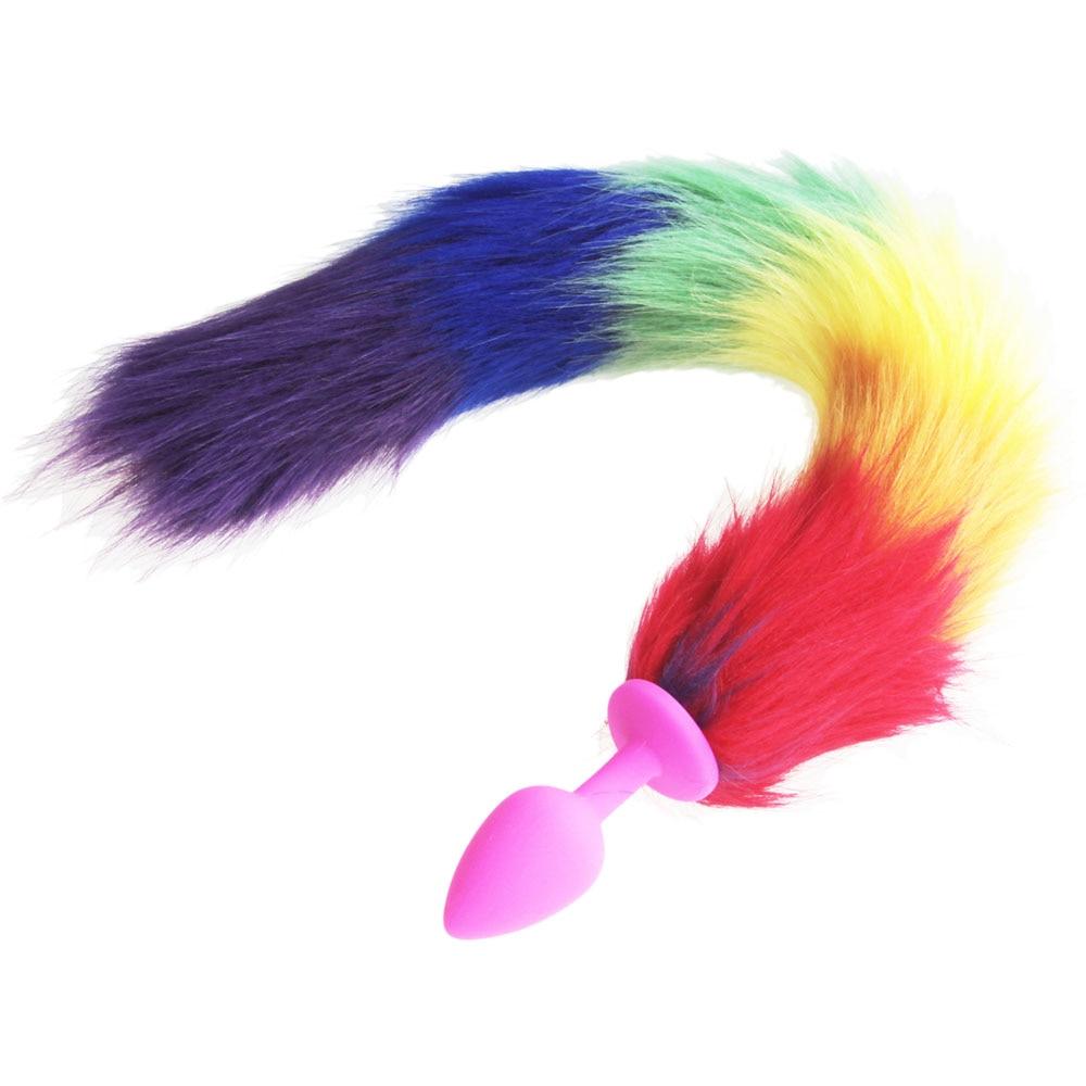 Rainbow-Colored Tail Plug Sex Toy | dmunderwear detail image 11