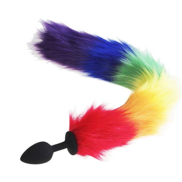 Rainbow-Colored Tail Plug Sex Toy | dmunderwear detail image 2