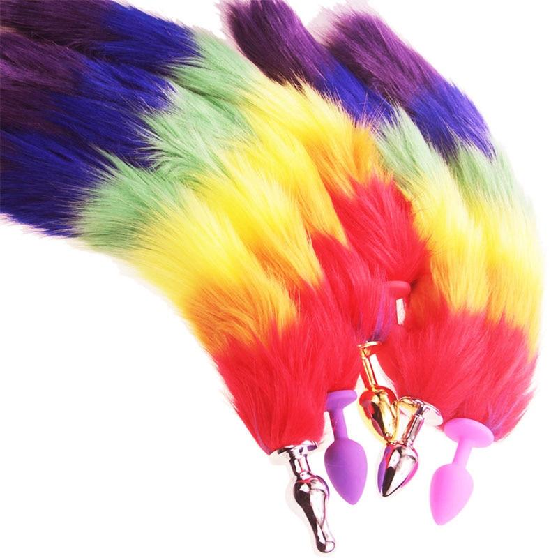 Rainbow-Colored Tail Plug Sex Toy | dmunderwear detail image 3