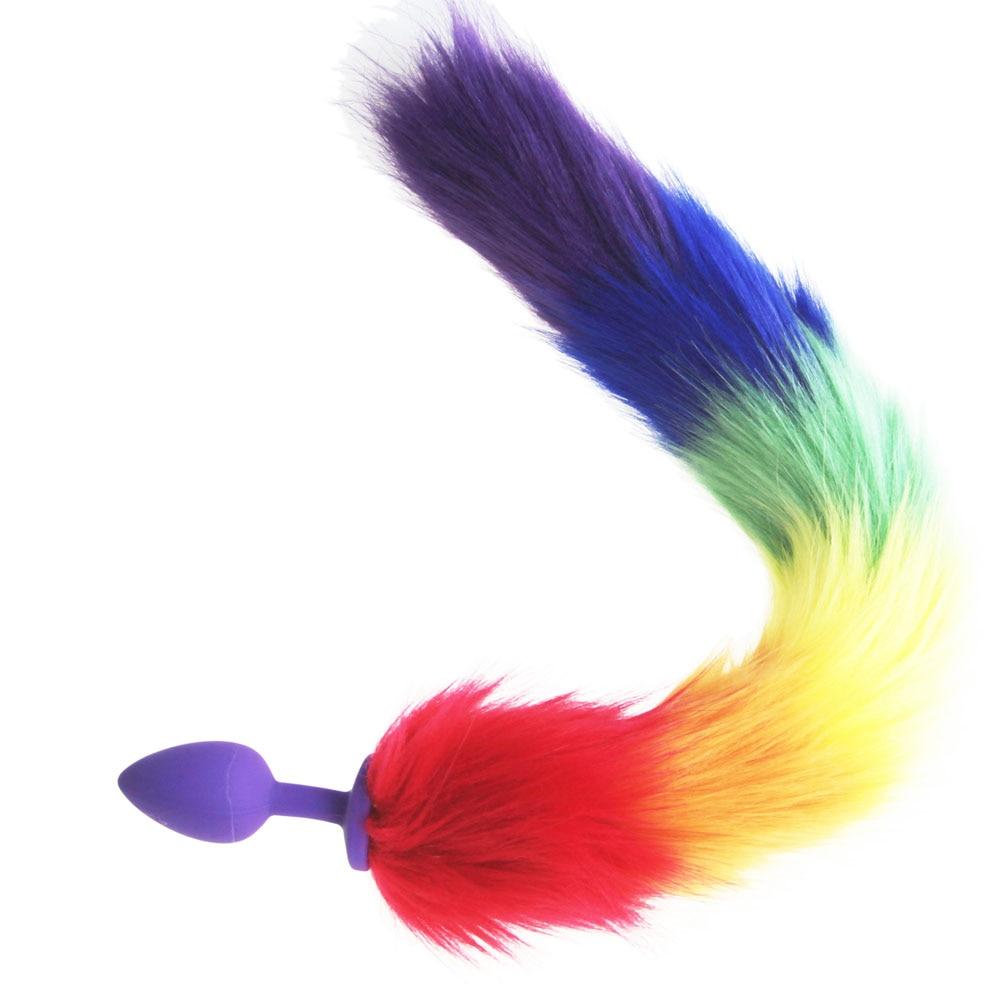 Rainbow-Colored Tail Plug Sex Toy | dmunderwear detail image 4