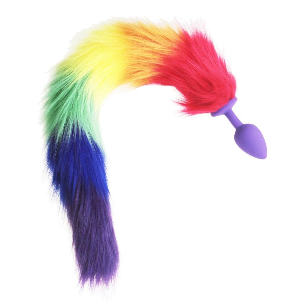 Rainbow-Colored Tail Plug Sex Toy | dmunderwear detail image 6