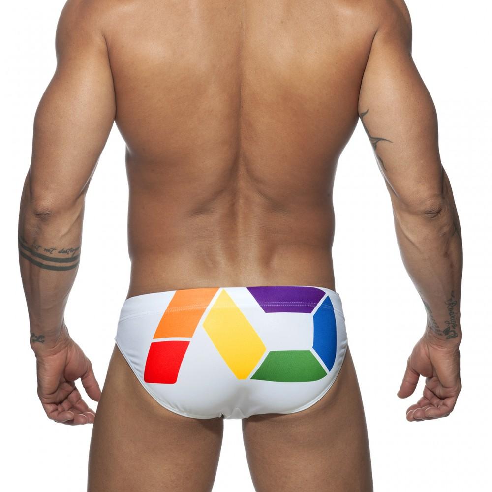 Rainbow Geometric Swim Briefs | dmunderwear detail image 3