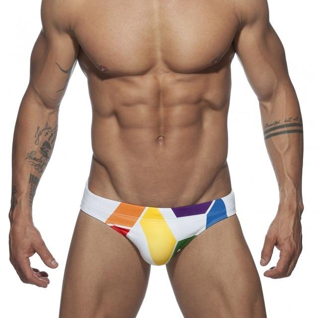 Rainbow Geometric Swim Briefs | dmunderwear detail image 4