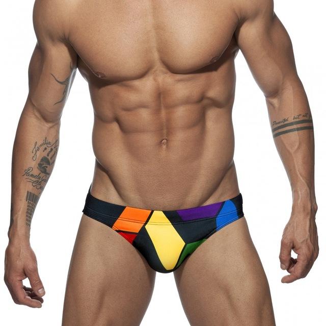 Rainbow Geometric Swim Briefs | dmunderwear detail image 5
