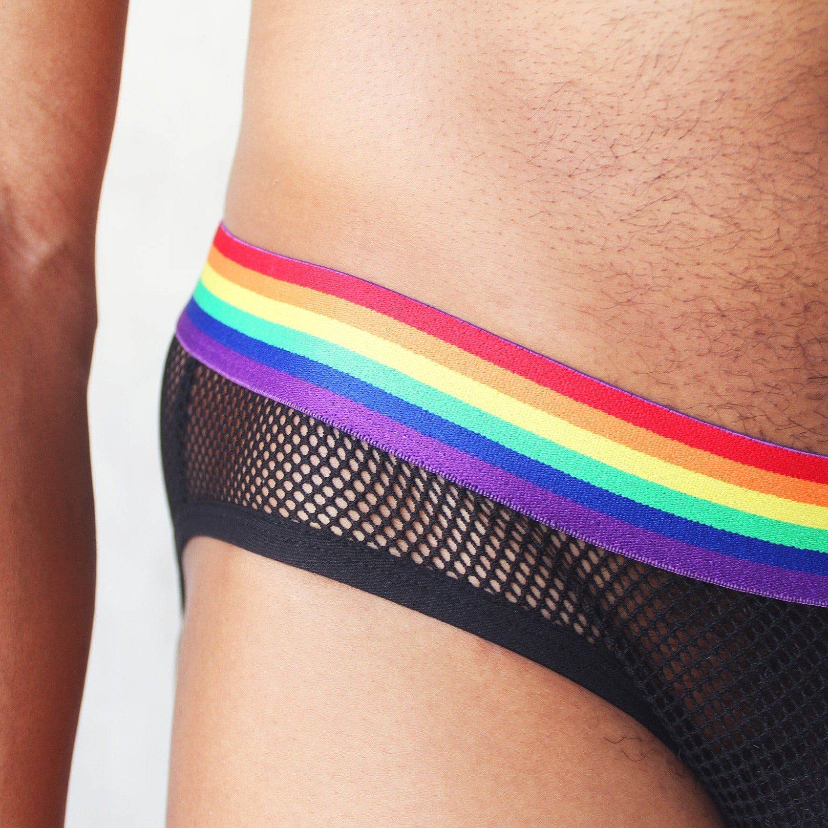 Rainbow Mesh Harness + Briefs | dmunderwear detail image 5