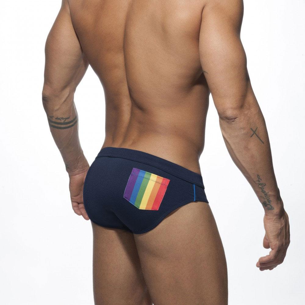 Rainbow Pocket Swim Briefs | dmunderwear detail image 3