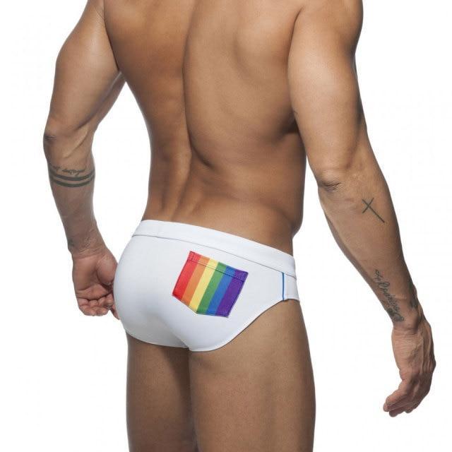 Rainbow Pocket Swim Briefs | dmunderwear detail image 6
